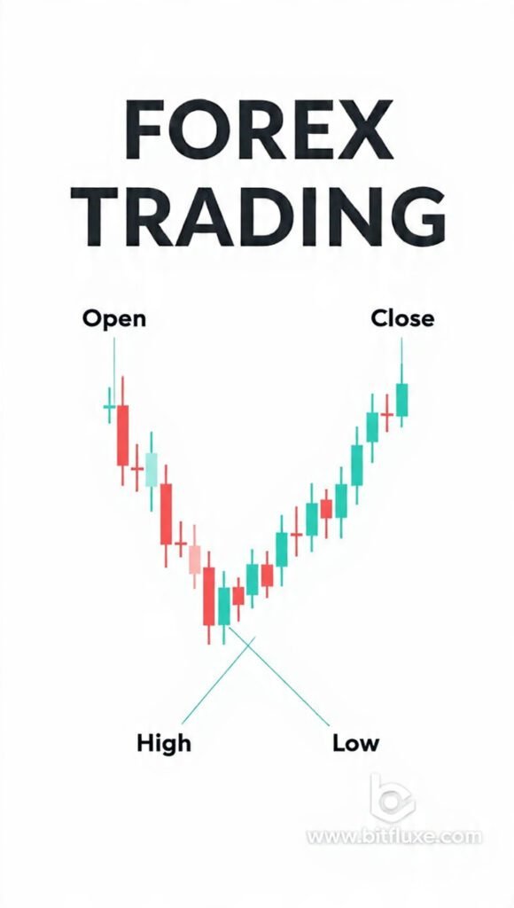 Detailed diagram of a Japanese candlestick showing open close high and low price points